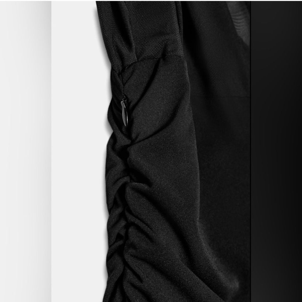 ZARA COMBINED DRAPED MIDI DRESS - Black - Picture 12 of 16
